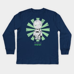 Marvin Paranoid Android Retro Japanese Kids Long Sleeve T-Shirt